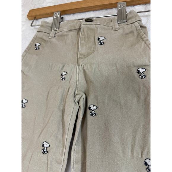 Janie and Jack Peanuts Snoopy Straight Leg Embroidered Khaki Pants Kids 3 *good* - Picture 5 of 13